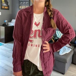 Button Up Flannel, Maroon, Women’s Small